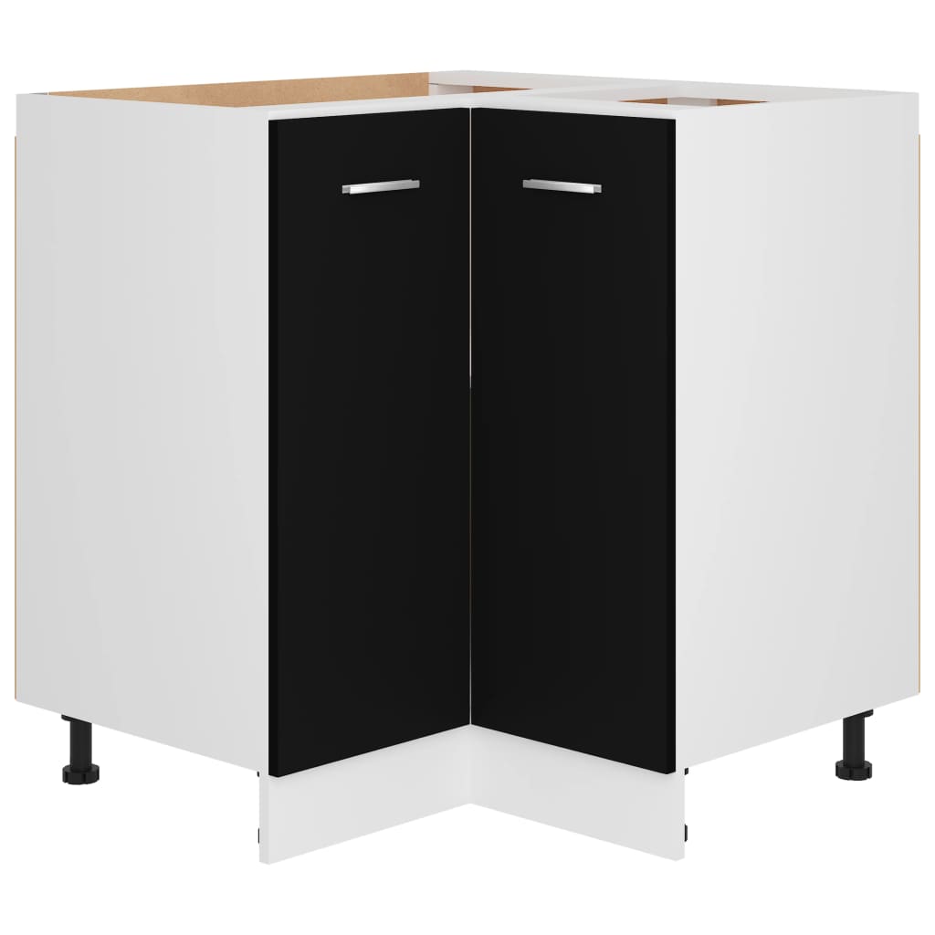 Corner Bottom Cabinet Lyon Black 75.5x75.5x81.5 cm Engineered Wood