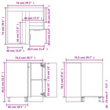 Corner Bottom Cabinet Lyon Concrete Grey 75.5x75.5x81.5 cm Engineered Wood