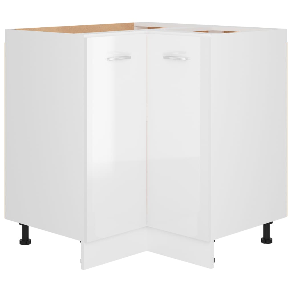 Corner Bottom Cabinet Lyon High Gloss White 75.5x75.5x81.5 cm Engineered Wood