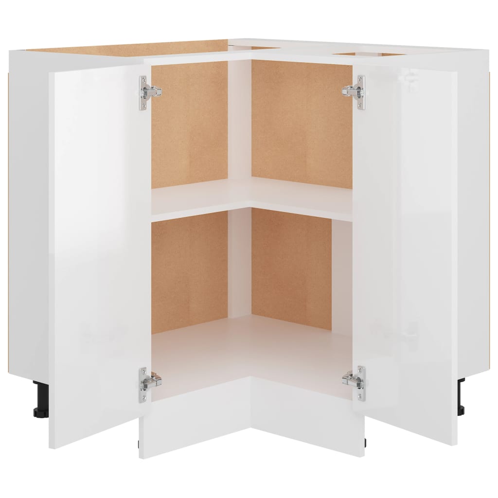 Corner Bottom Cabinet Lyon High Gloss White 75.5x75.5x81.5 cm Engineered Wood