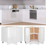 Corner Bottom Cabinet Lyon High Gloss White 75.5x75.5x81.5 cm Engineered Wood