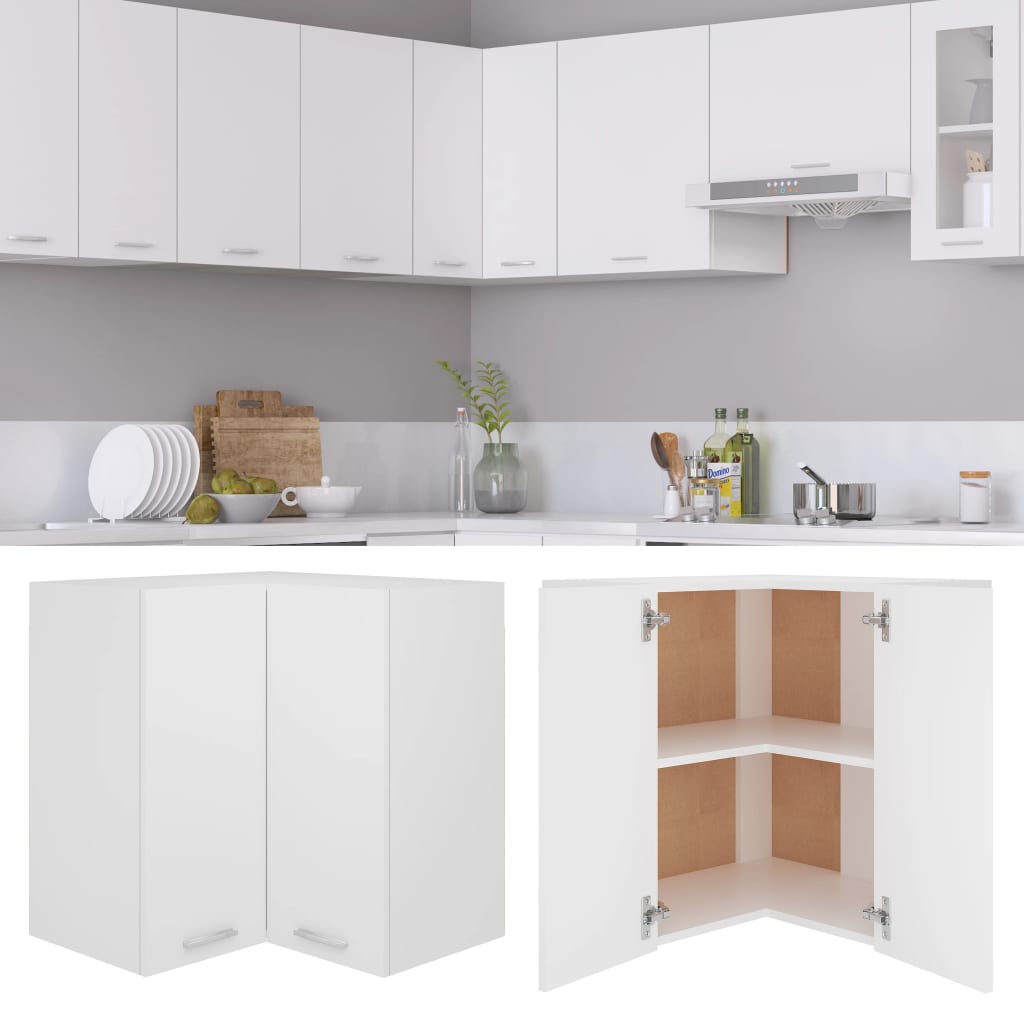 Hanging Corner Cabinet Lyon White 57x57x60 cm Engineered Wood