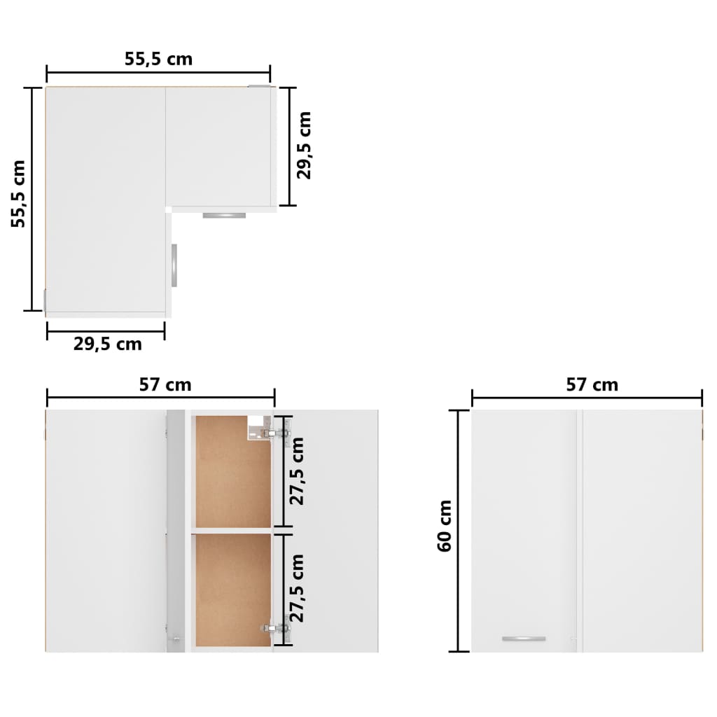 Hanging Corner Cabinet Lyon White 57x57x60 cm Engineered Wood