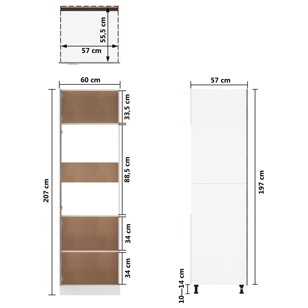 Refrigerator Cabinet Concrete Grey 60x57x207 cm Engineered Wood