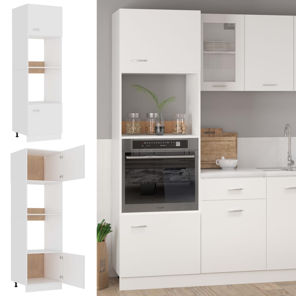 Microwave Cabinet Lyon White 60x57x207 cm Engineered Wood