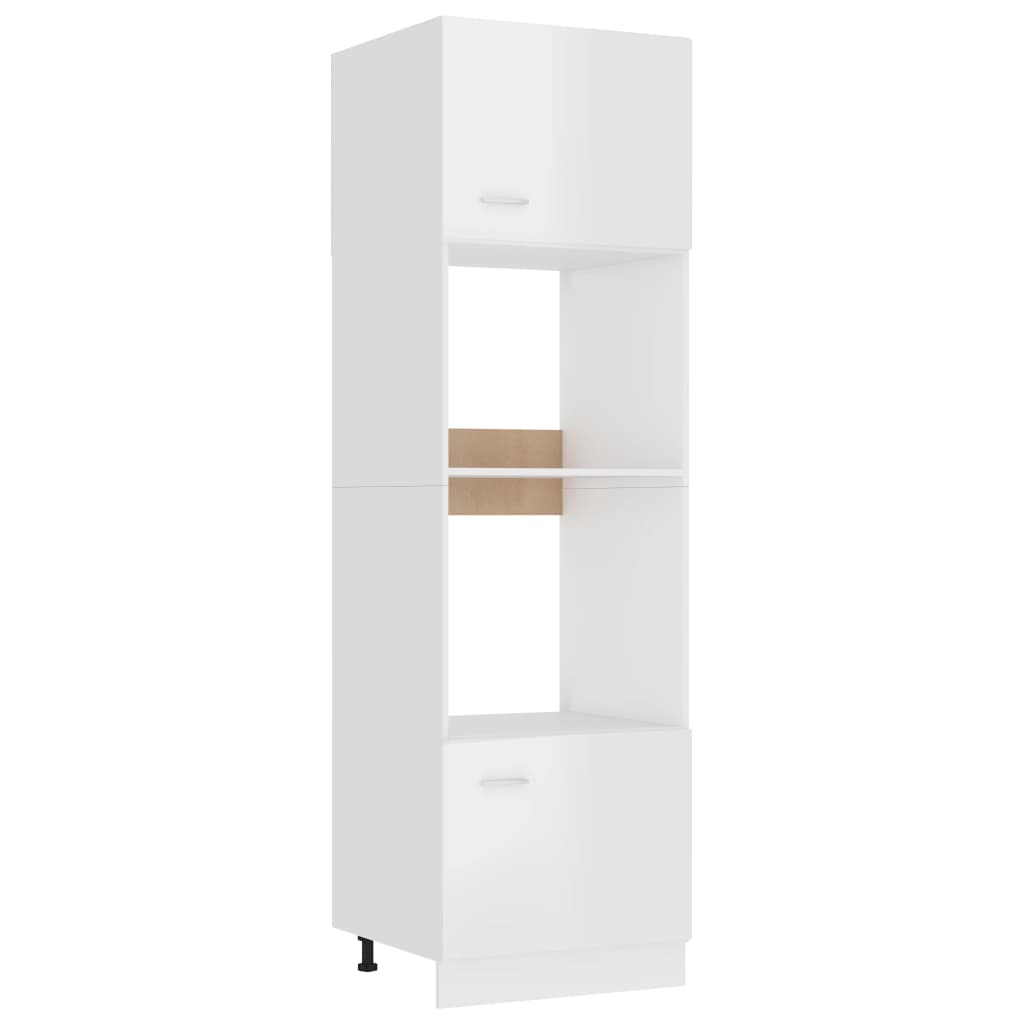 Microwave Cabinet Lyon High Gloss White 60x57x207 cm Engineered Wood