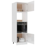 Microwave Cabinet Lyon High Gloss White 60x57x207 cm Engineered Wood