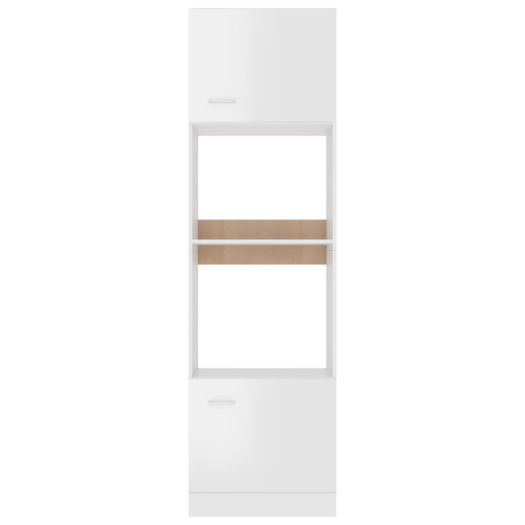 Microwave Cabinet Lyon High Gloss White 60x57x207 cm Engineered Wood