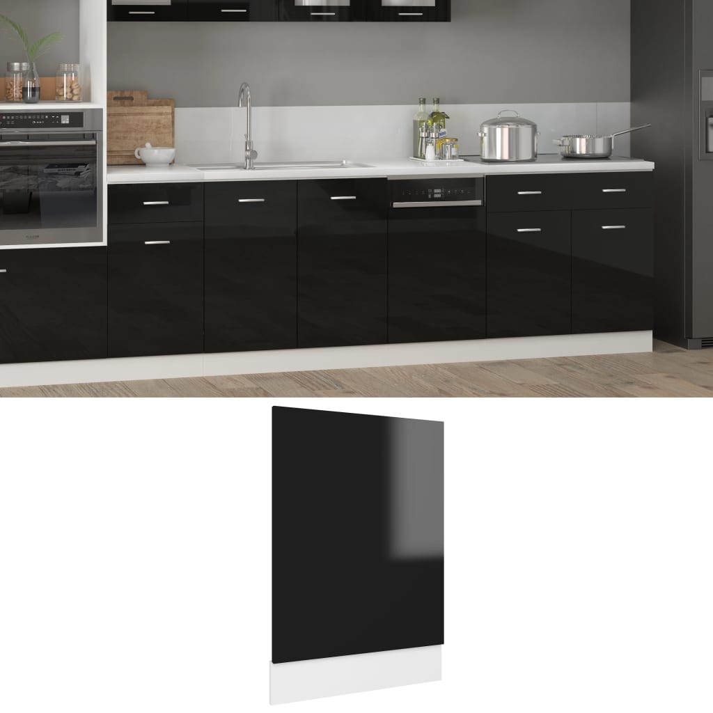 Dishwasher Panel Lyon High Gloss Black 45x3x67 cm Engineered Wood