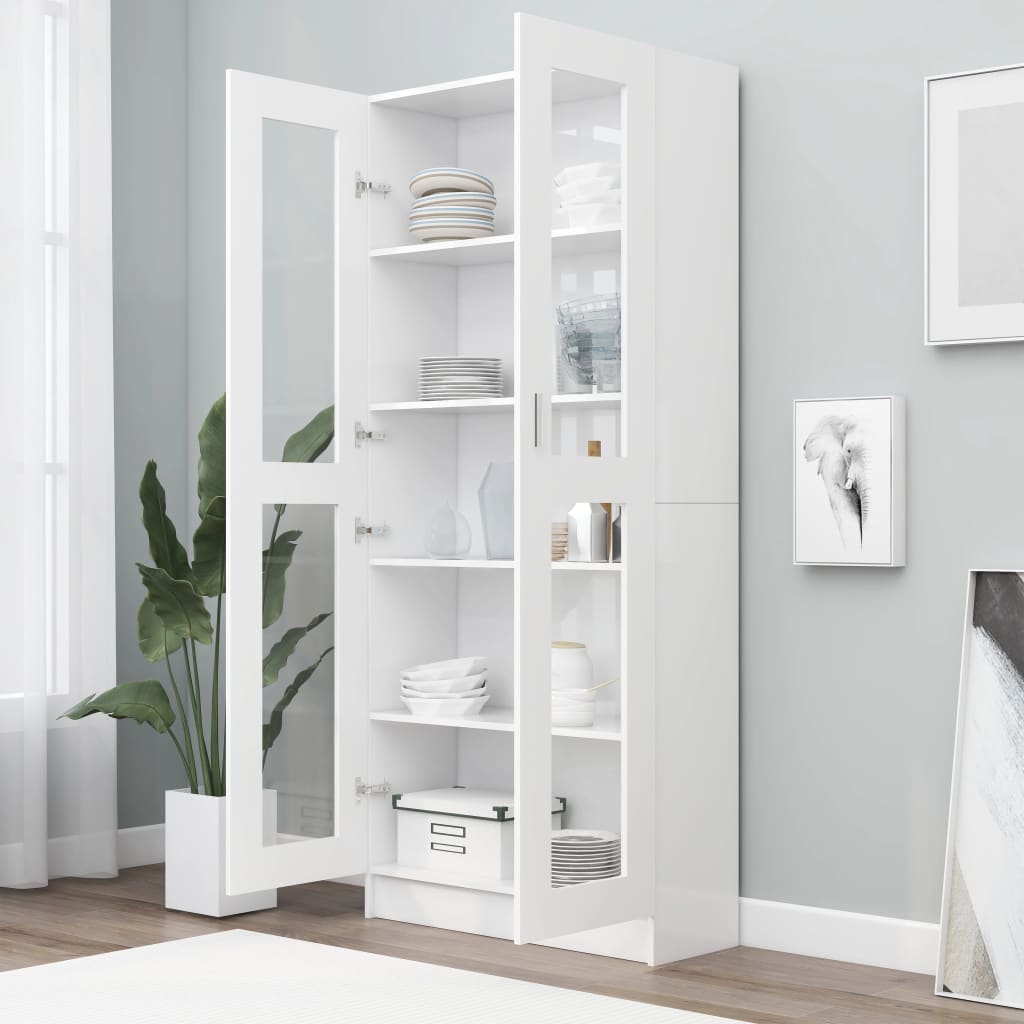 Vitrine Cabinet White 82.5x30.5x185.5 cm Engineered Wood