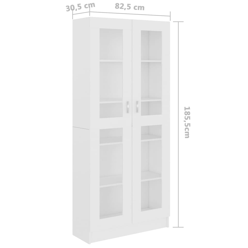 Vitrine Cabinet White 82.5x30.5x185.5 cm Engineered Wood