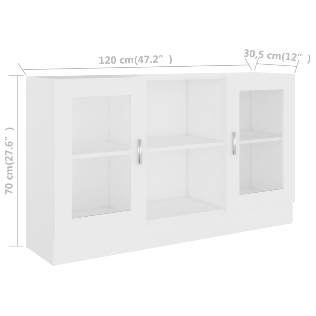 Vitrine Cabinet White 120x30.5x70 cm Engineered Wood