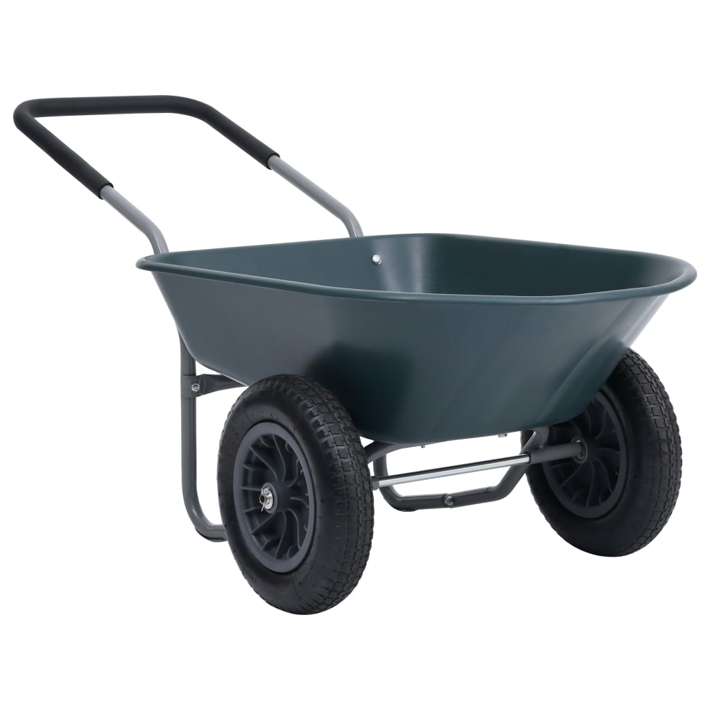 Wheelbarrow Green and Grey 140x63x65 cm 78 L 100 kg