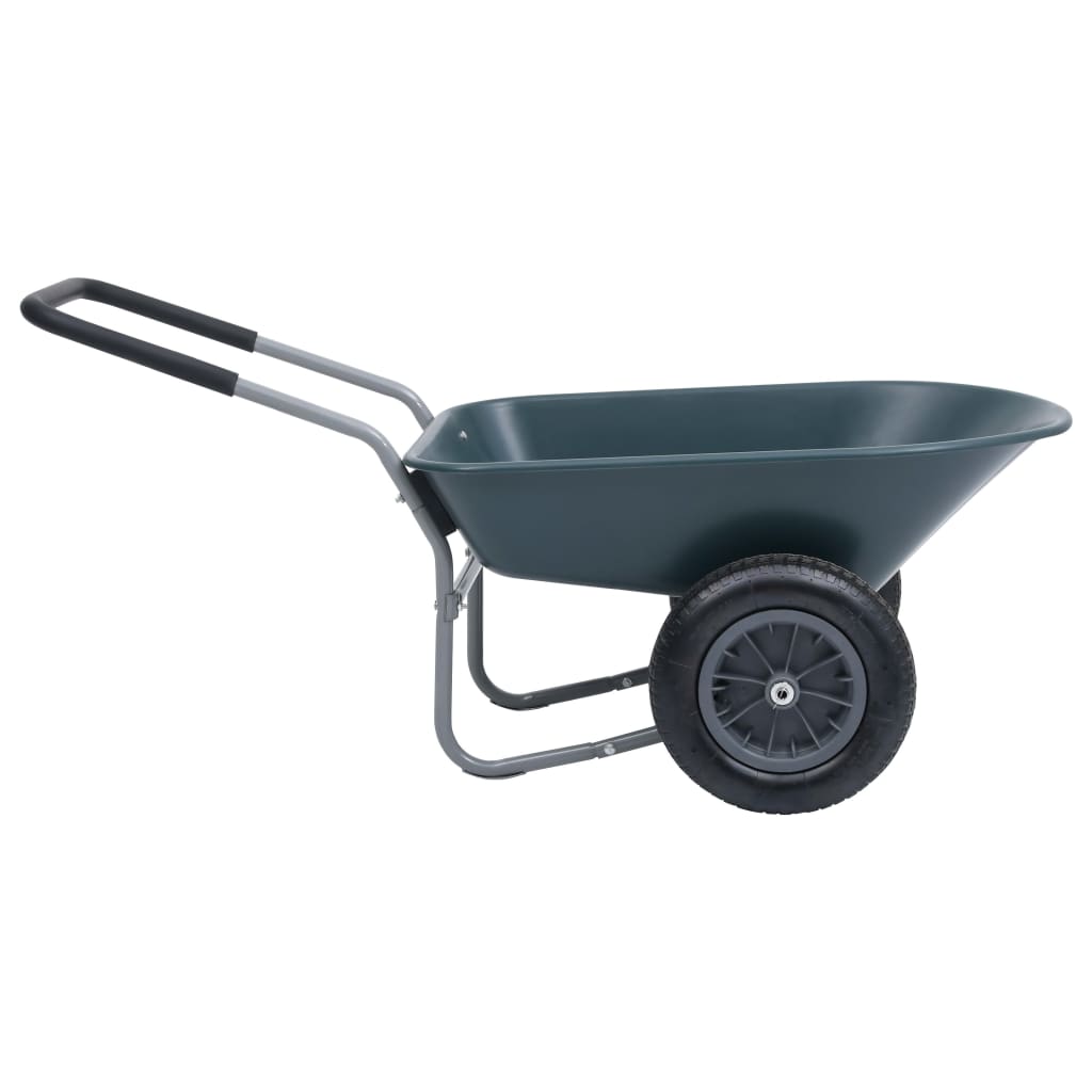 Wheelbarrow Green and Grey 140x63x65 cm 78 L 100 kg