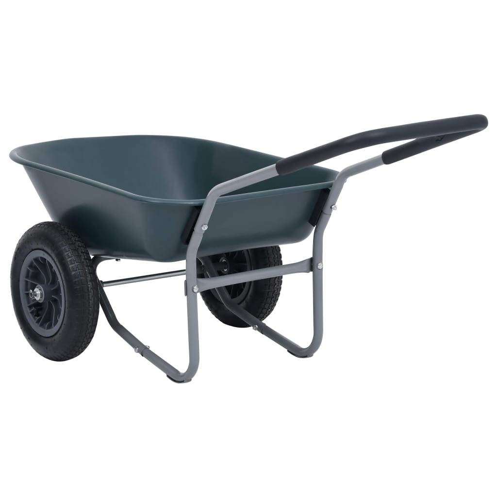 Wheelbarrow Green and Grey 140x63x65 cm 78 L 100 kg