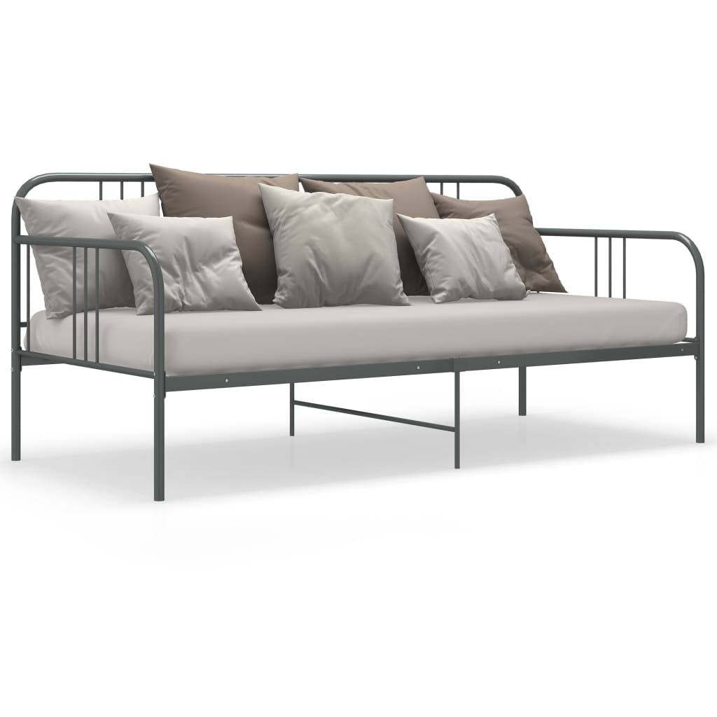 Sofa Bed Frame without Mattress Grey Metal 90x200 cm