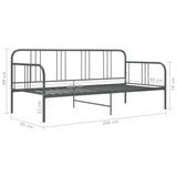 Sofa Bed Frame without Mattress Grey Metal 90x200 cm