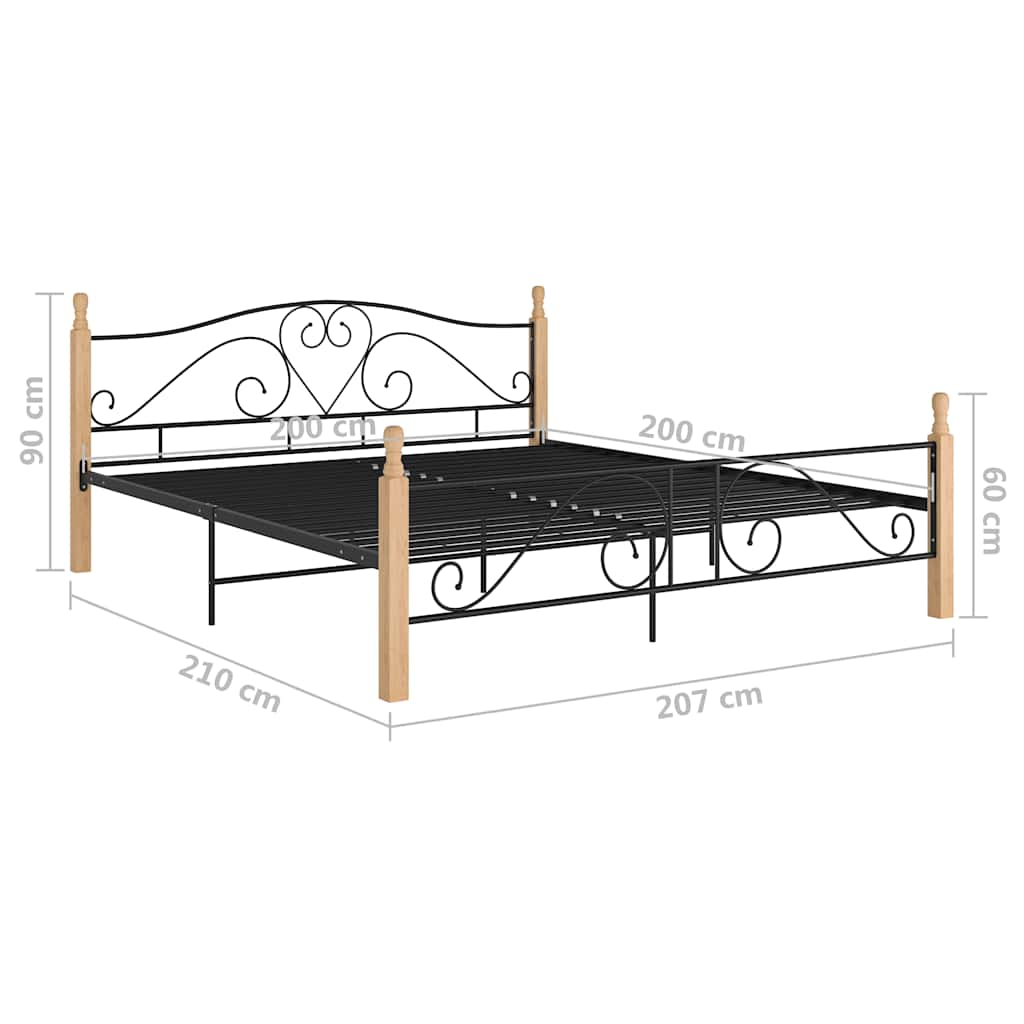 Bed Frame without Mattress Black Metal 200x200 cm