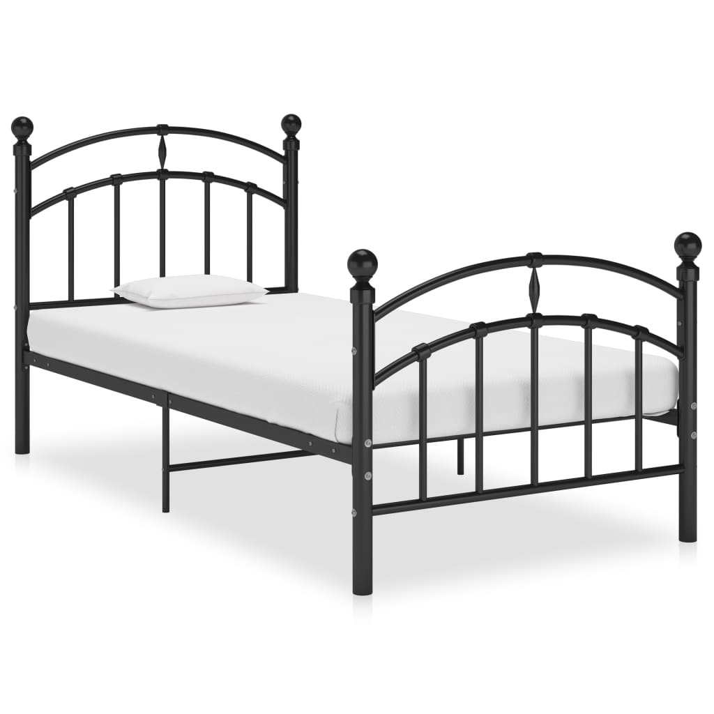 Bed Frame without Mattress Black Metal 100x200 cm