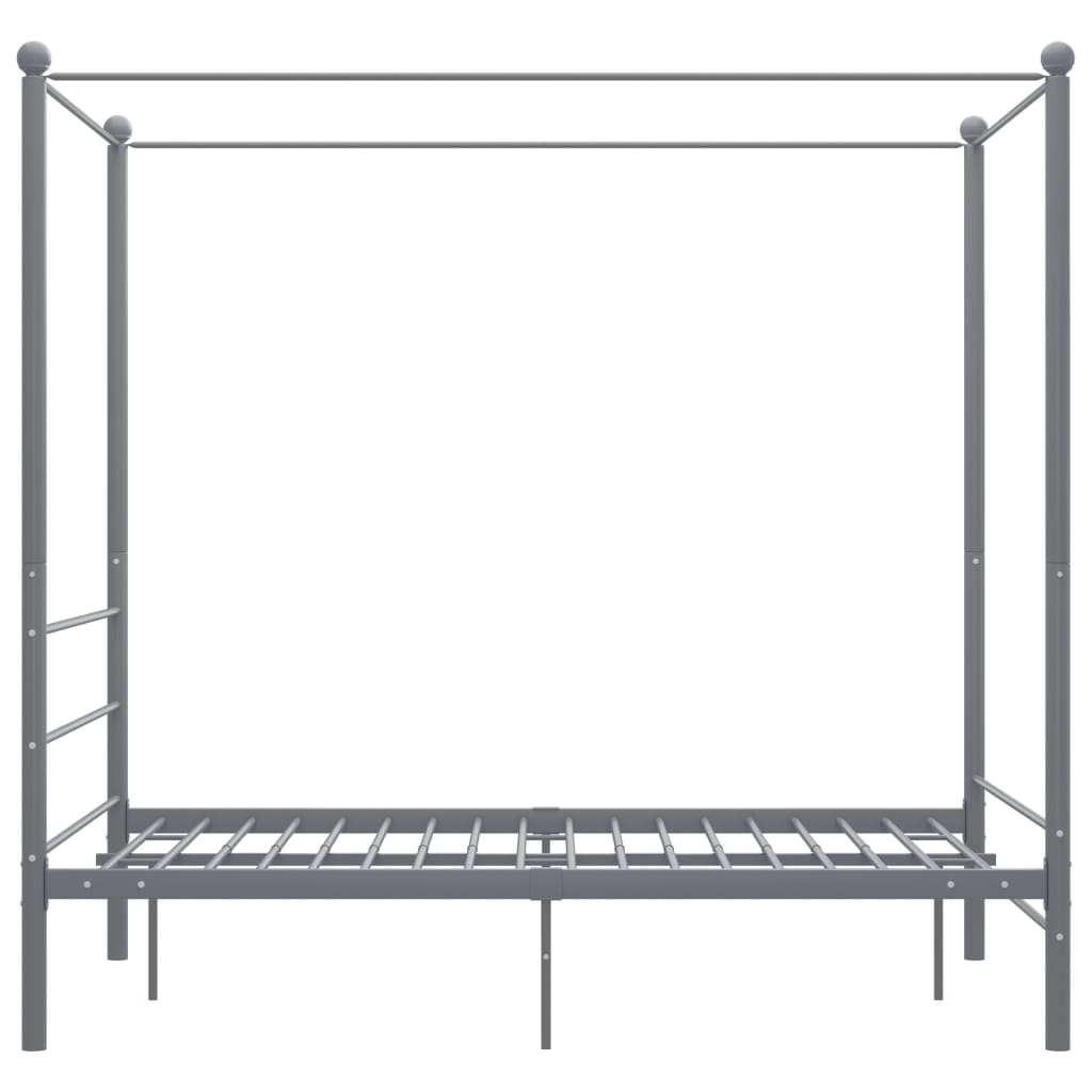 Canopy Bed Frame without Mattress Grey Metal 140x200 cm