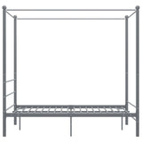 Canopy Bed Frame without Mattress Grey Metal 140x200 cm