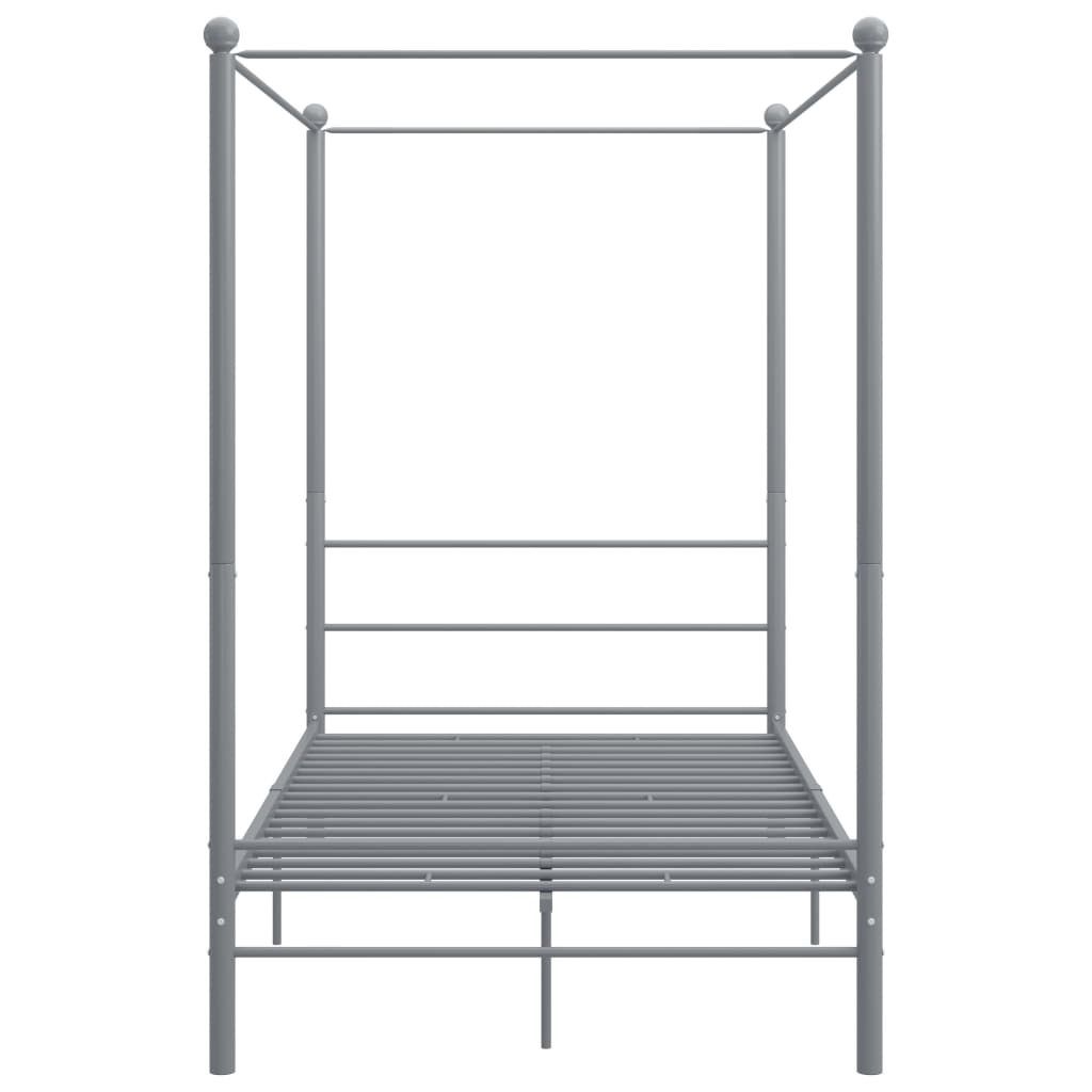 Canopy Bed Frame without Mattress Grey Metal 140x200 cm