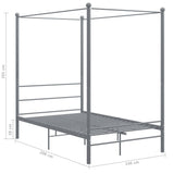 Canopy Bed Frame without Mattress Grey Metal 140x200 cm