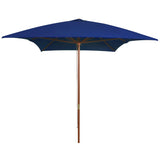 Garden Parasol with Wooden Pole Blue 200x300 cm