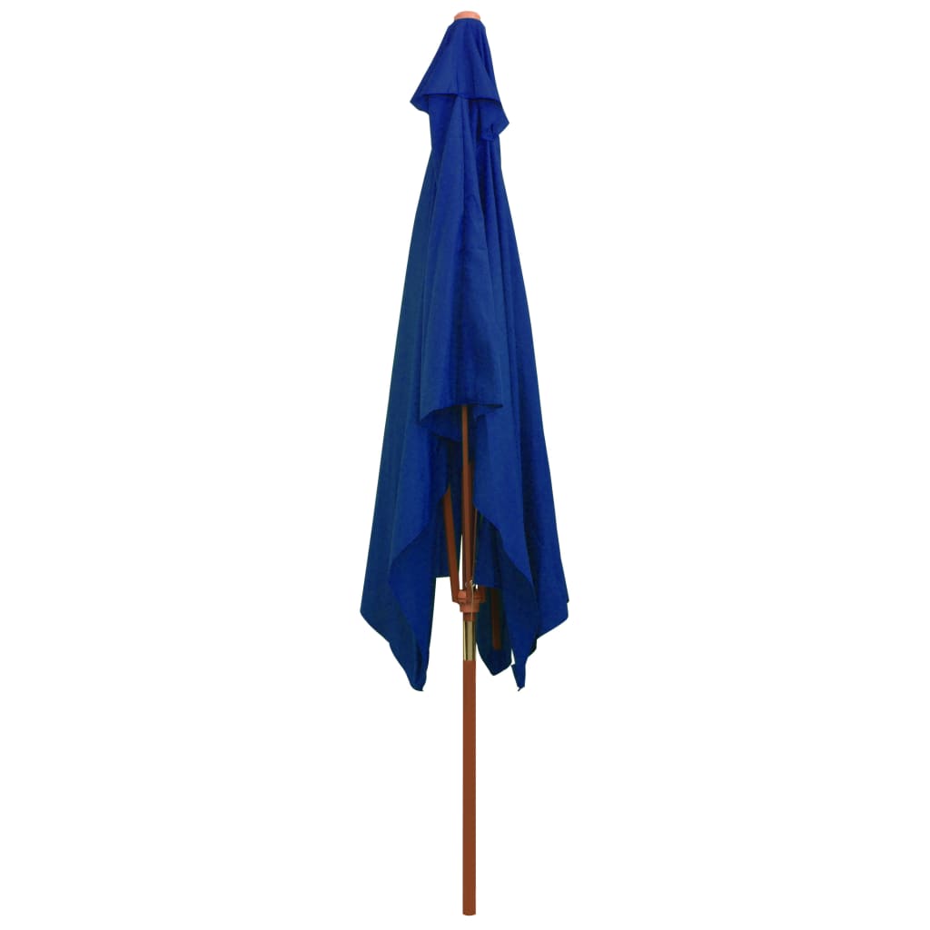 Garden Parasol with Wooden Pole Blue 200x300 cm