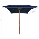 Garden Parasol with Wooden Pole Blue 200x300 cm