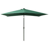 Garden Parasol with LEDs and Steel Pole Green 2x3 m