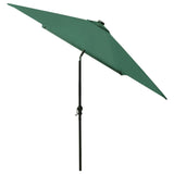 Garden Parasol with LEDs and Steel Pole Green 2x3 m