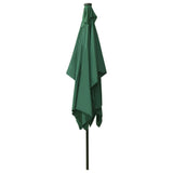 Garden Parasol with LEDs and Steel Pole Green 2x3 m