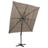 4-Tier Garden Parasol with Aluminium Pole Taupe 250x250 cm