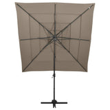 4-Tier Garden Parasol with Aluminium Pole Taupe 250x250 cm