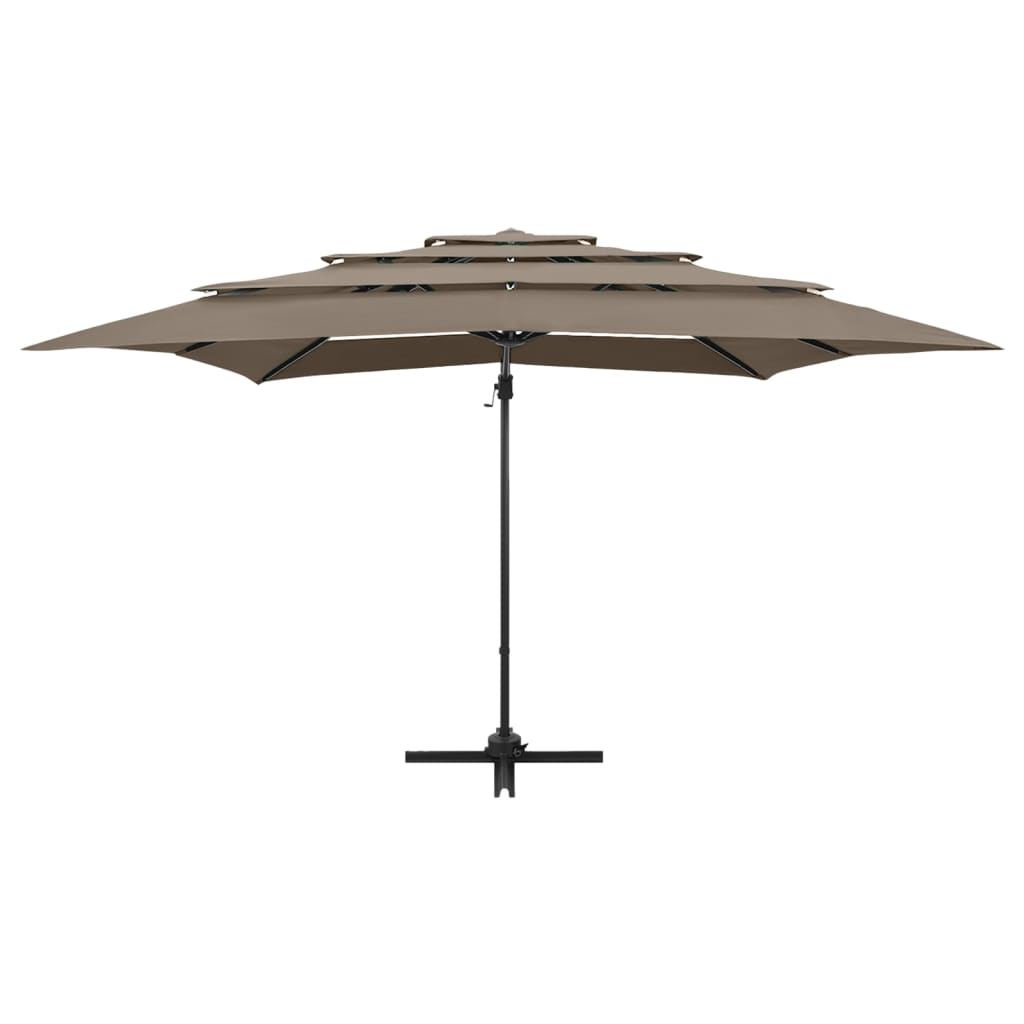 4-Tier Garden Parasol with Aluminium Pole Taupe 250x250 cm