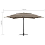 4-Tier Garden Parasol with Aluminium Pole Taupe 250x250 cm