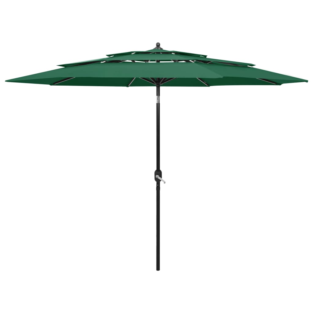 3-Tier Garden Parasol with Aluminium Pole Green 3 m