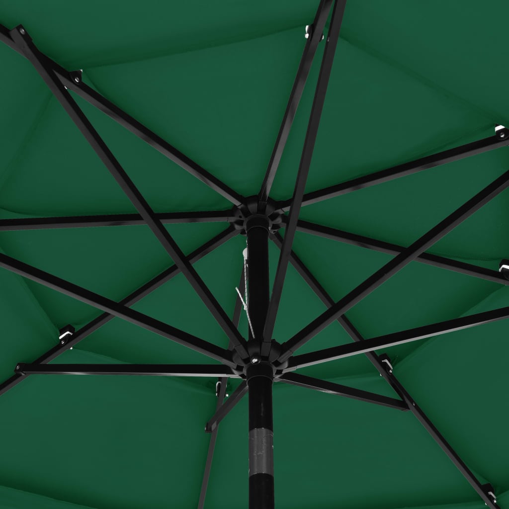 3-Tier Garden Parasol with Aluminium Pole Green 3 m