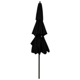 3-Tier Garden Parasol with Aluminium Pole Black 3 m