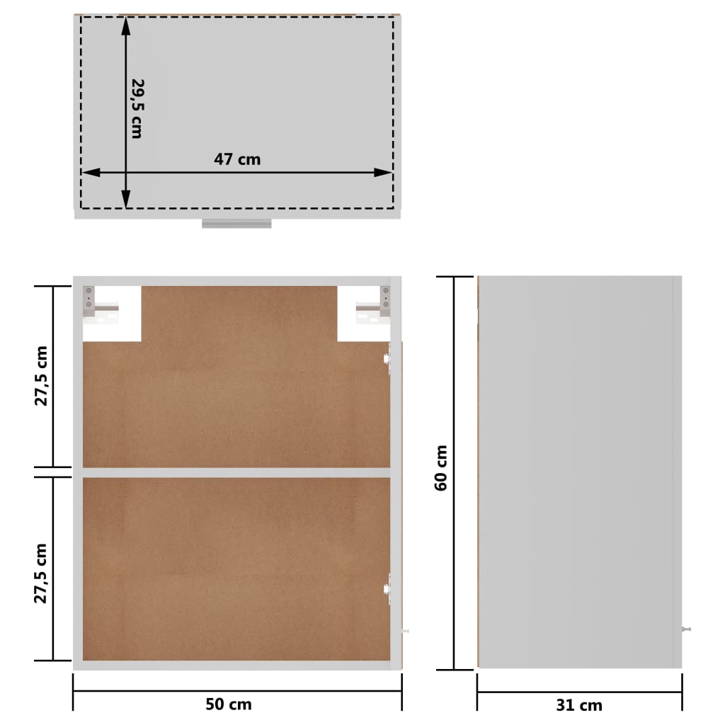 Hanging Cabinet Lyons 2 pcs White 50x31x60 cm Engineered Wood