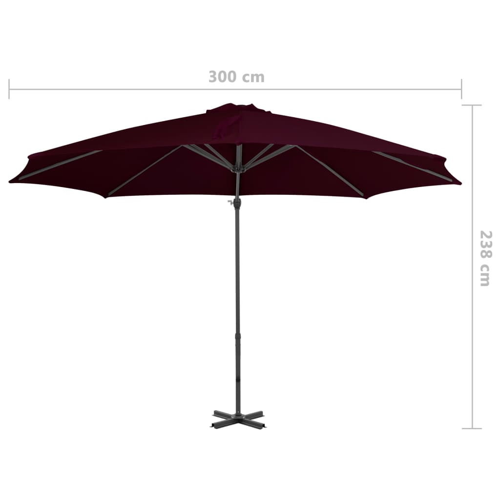 Cantilever Garden Parasol with Aluminium Pole Red 300 cm