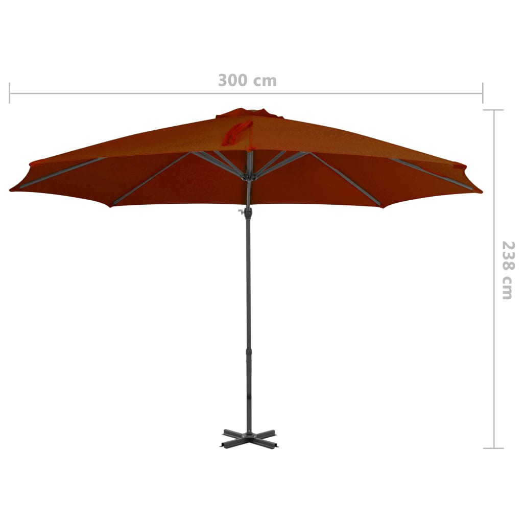 Cantilever Garden Parasol with Aluminium Pole Terracotta 300 cm