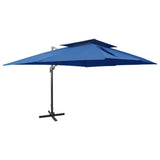 Cantilever Garden Parasol with Double Top Azure Blue 400x300 cm