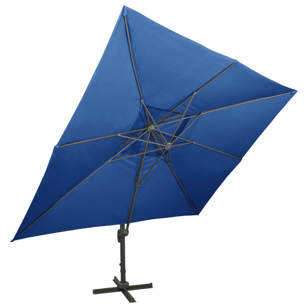 Cantilever Garden Parasol with Double Top Azure Blue 400x300 cm