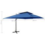 Cantilever Garden Parasol with Double Top Azure Blue 400x300 cm