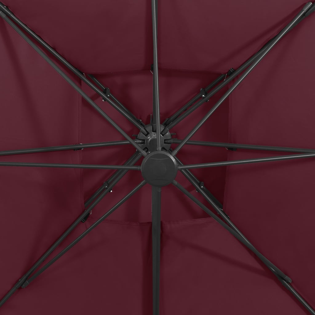 Cantilever Garden Parasol with Double Top 300x300 cm Bordeaux Red