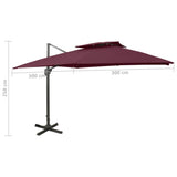 Cantilever Garden Parasol with Double Top 300x300 cm Bordeaux Red