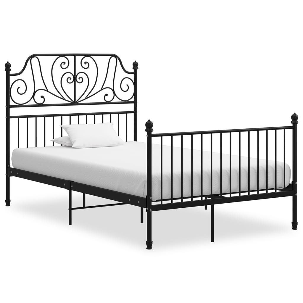 Bed Frame without Mattress Black Metal 120x200 cm