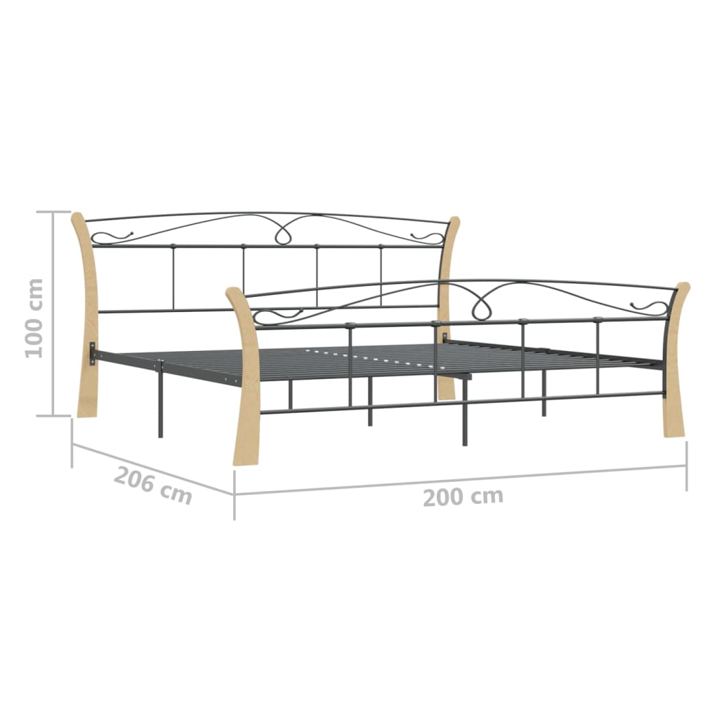 Bed Frame without Mattress Black Metal 200x200 cm